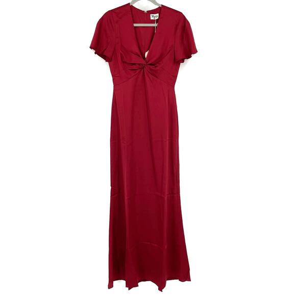 Show Me Your MuMu Rome Twist Gown Ruby Luxe Satin Small NWT - Picture 2 of 9